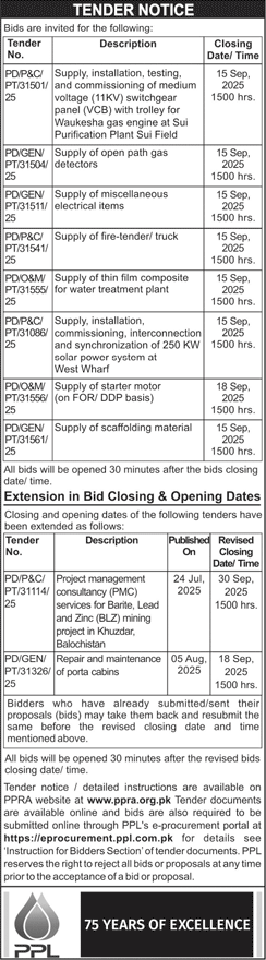 PPL Tender Notice